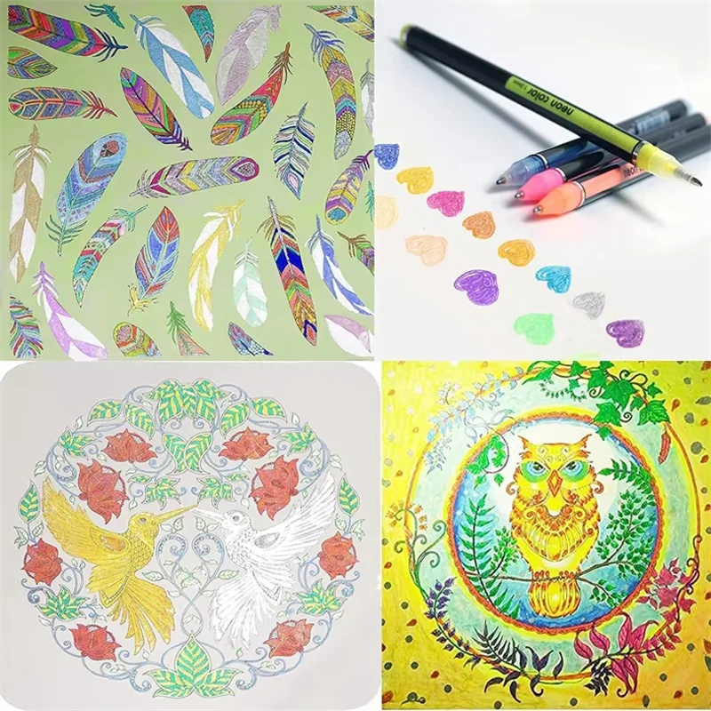 12/24 قطعة ألوان لامعة معدنية جل أقلام عبوات أقلام للمدرسة مكتب الكبار تلوين كتاب المجلات رسم علامات فنية