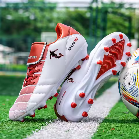 Men Football Boots FG/TF Soccer Shoes Breathable Professional Turf Outdoor Non-slip Long Spikes Adult Training Futsal Sneakers