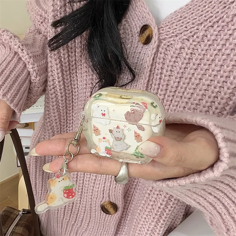 

Fashion Cute Cartoon Cat Earphone Case For Apple Airpods Airpods Pro 2 3 4 Cover with Pendant Silicone Headphone Cases For Airpo