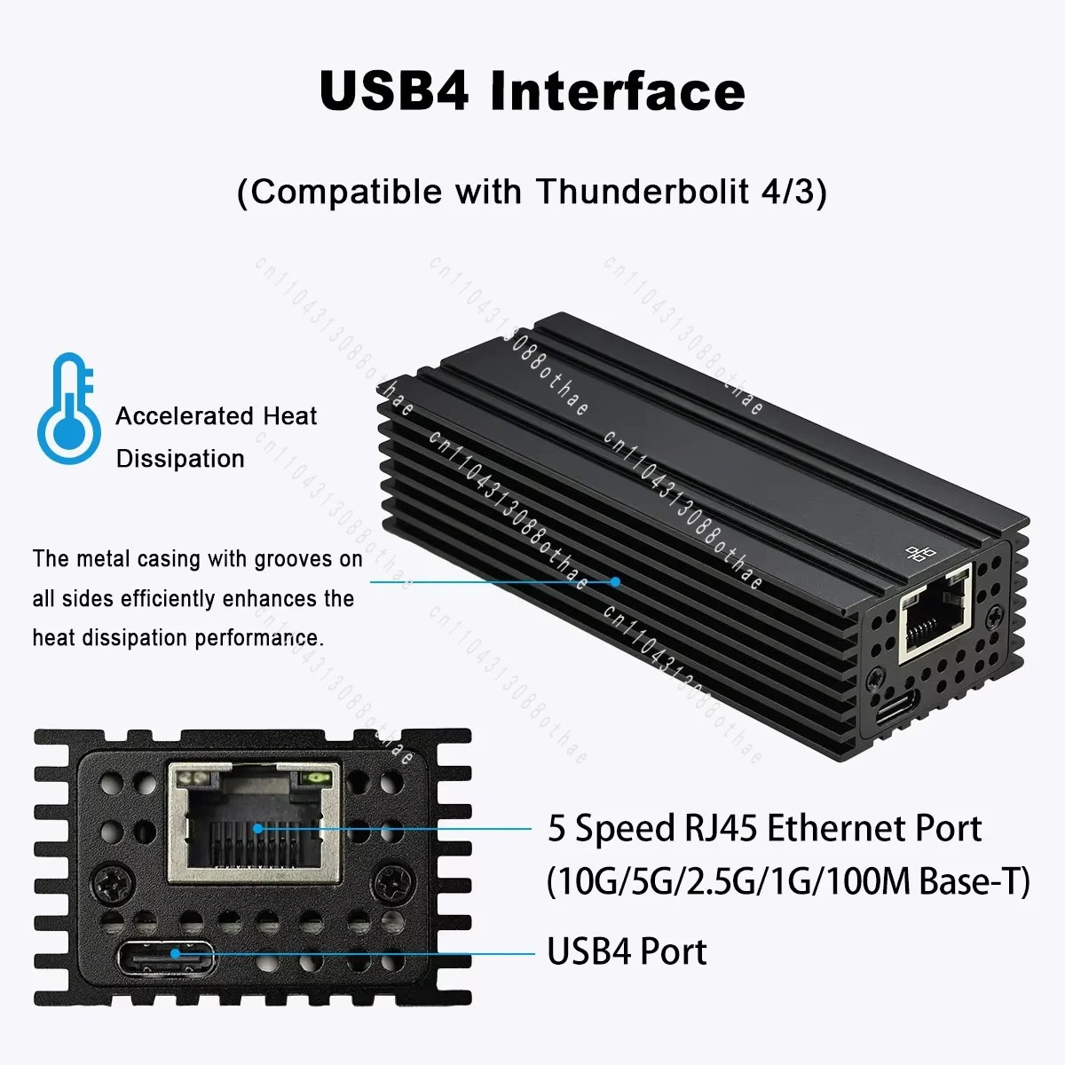 Suitable for Laptops - Thunderbolt 4/3 Network Converter, External Wired Connection, High-speed 10G Ethernet USB4 Adapter