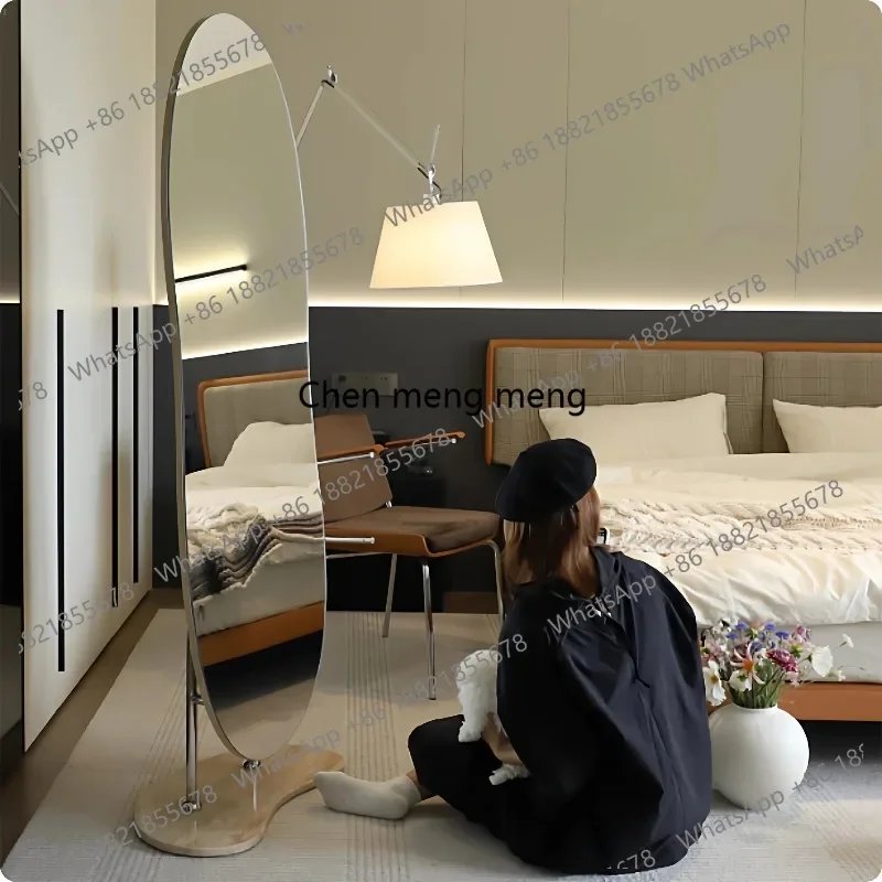 AB03  European Style Modern Creativity Design Peanut Mirror Advanced Marble Base High Definition Super White Landing Full-body M
