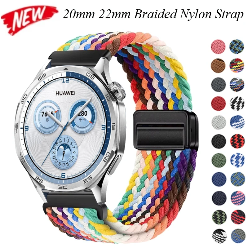 20mm 22mm Nylon Strap For Samsung Galaxy Watch 7/6/5/4 Magnetic Bracelet Wristband For Huawei Watch Ultimate 2/GT Runner 2 Belt