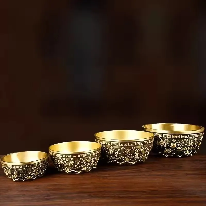 

Copper Treasure Bowl Ornaments Incense Burner Home Gathering Wealth Fortune Store Entrance Gift