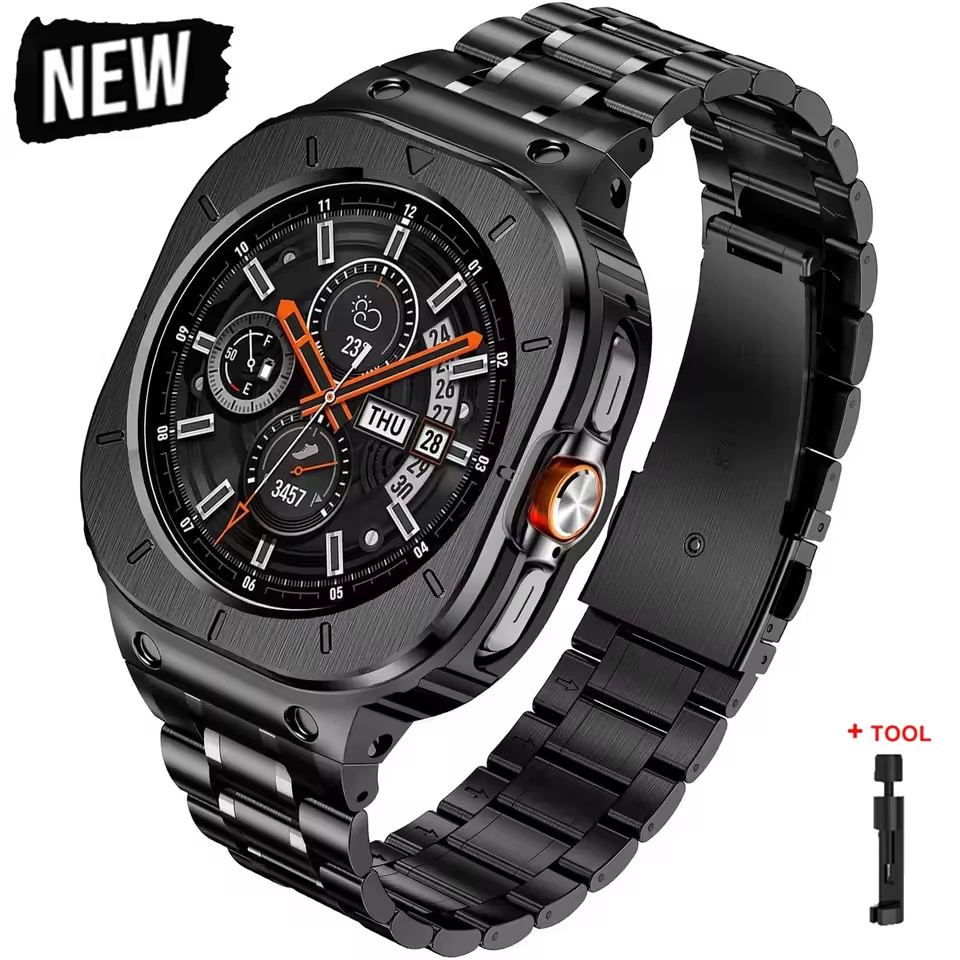 

Роскошный комплект модификации для Samsung Galaxy Watch ultra2025/7ultra 47 мм, золотой, серебристый, черный чехол + ремешок для Galaxy ultra, бампер 47 мм