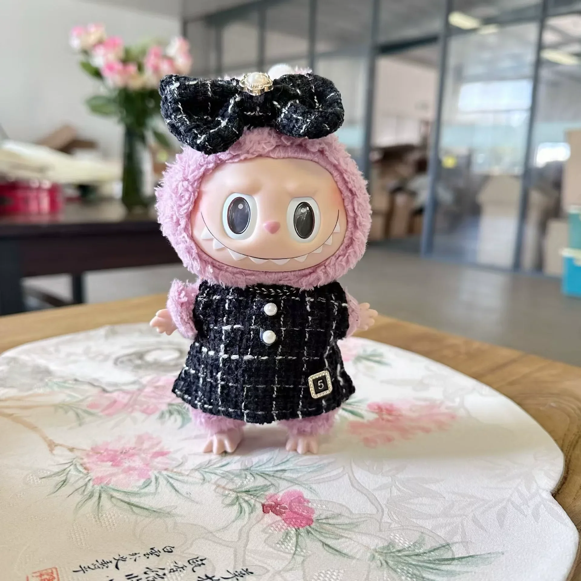 

17cm Labubu Plush Doll Clothes Outfit Accessories Korea Kpop Exo Labubu Idol V1 V2 Black Dress Suit Gift