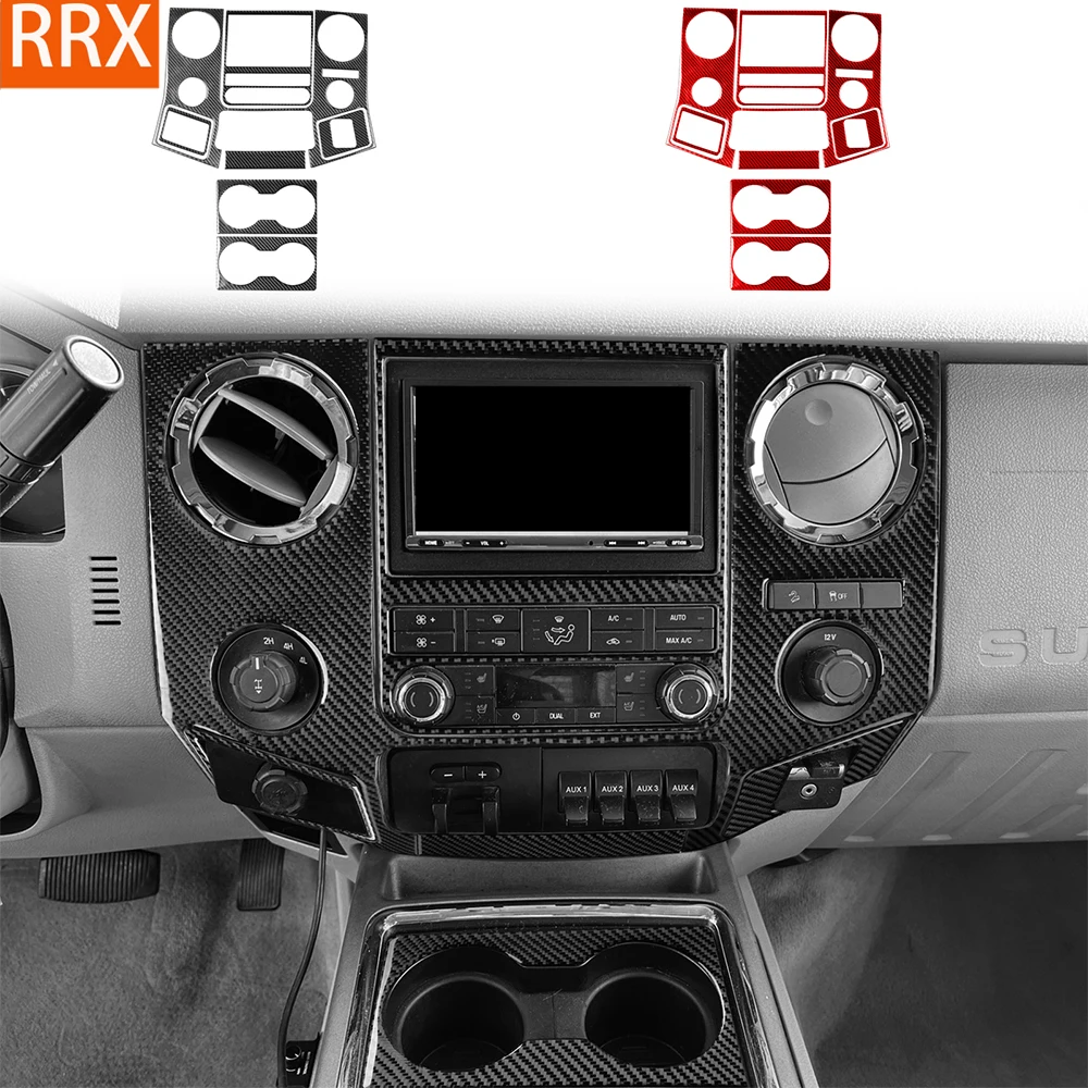 Für Ford F-250 350 450 550 F-650 750 2011-2016 Echtcarbon-Aufkleber für die Mittelkonsole AC/CD-Panel, Autozubehör, dekorativ