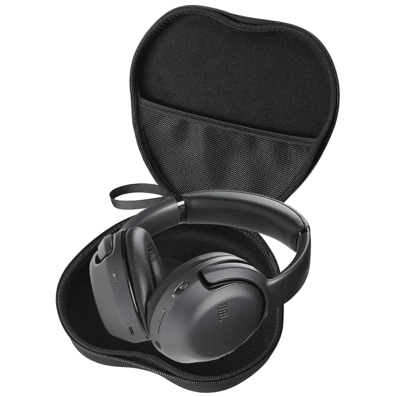 حقيبة تخزين بغطاء صلب من مادة EVA لسماعات الرأس من أجل JBL Tour One مع مجموعة أقلام تنظيف - أسود