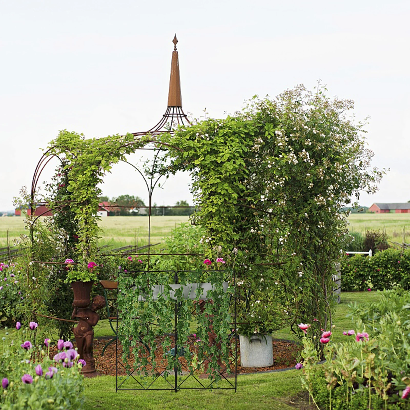 

2Pcs Vine Climbing Frame Garden Support Trellis Foldable Stand for Pole Beans Cucumbers Grapes Stable Durable Structure