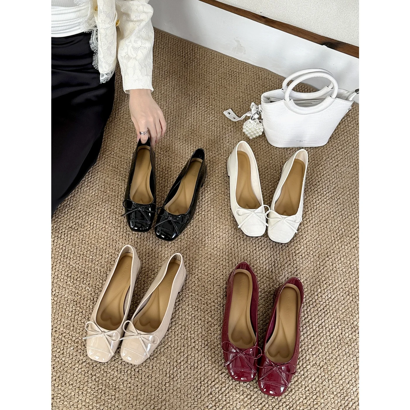 バレリーナシューズ-女性-2026-韓国靴-エレガントな蝶結び-女性用履物-ファー付きローファー-秋-バレエ-モディス-ヒール付き-蝶-新作