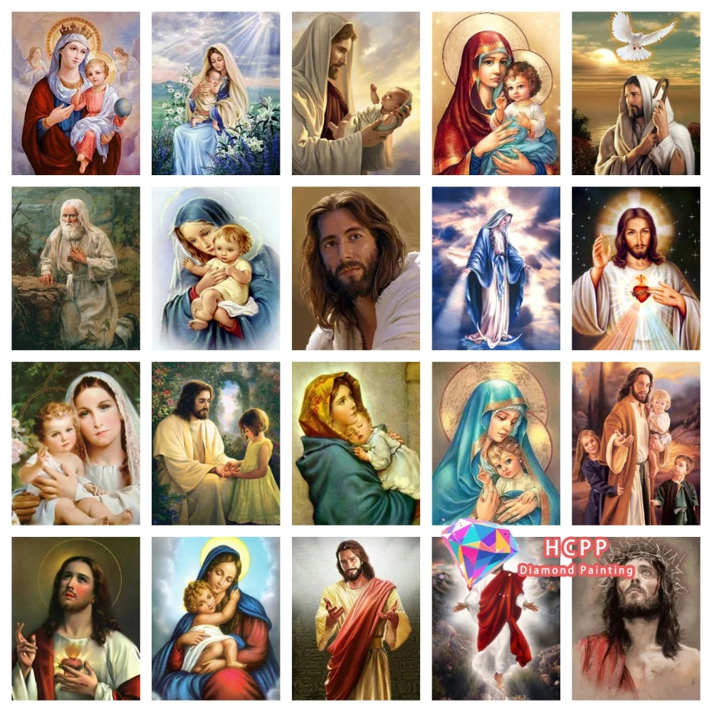 Jesus Virgin Mary Diamond Painting Kit Square Round Diamond 5D DIY Religious Mosaic Handmade Art Adult Exquisite Gift Home Decor