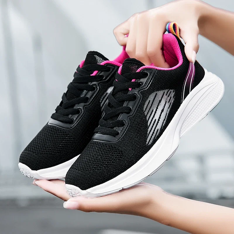 Flying Weave Fashion Breathable Running Shoes Women Spring Comfortable Casual Sneakers Ladies Sports Fitness Soft Jogging Shoes