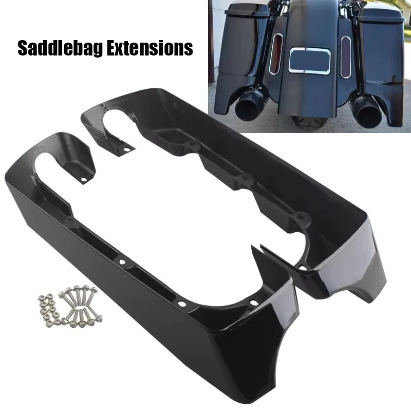 

For Harley Touring Electra Glide Ultra Classic FLHTCU 2014–2019 Motorcycle Part Saddlebag Extensions+Accessories Gloss Black