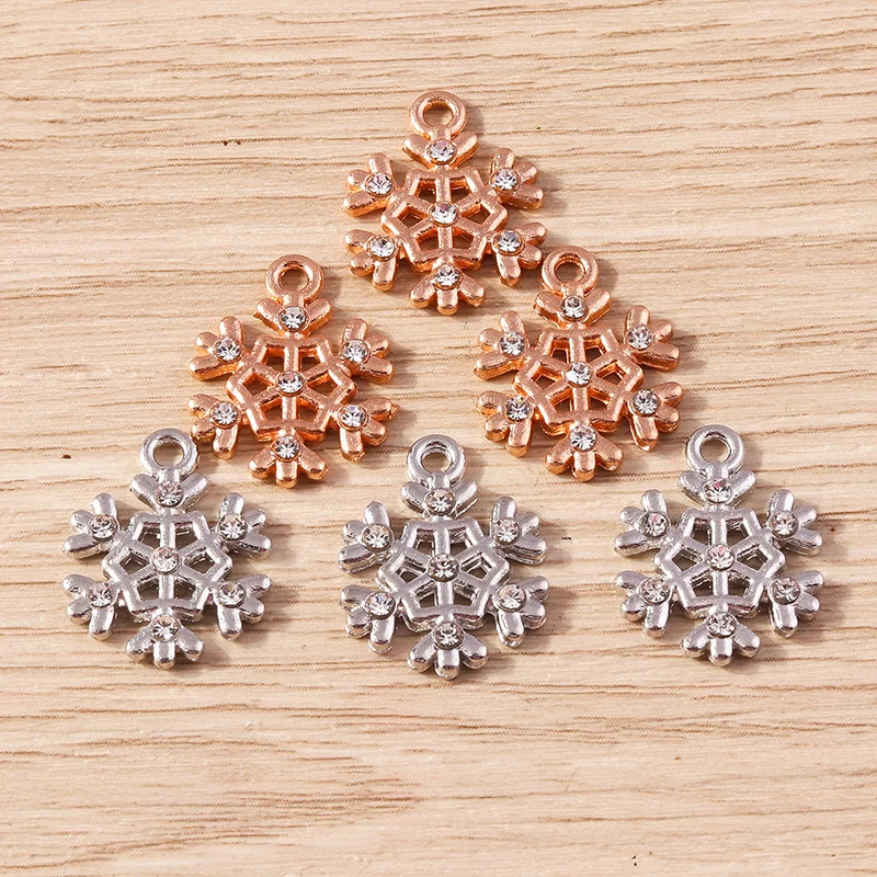 10 Stück 15x18mm Niedliche Legierungs-Weihnachtsschneeflocken-Anhänger für Schmuckherstellung, Ohrhänger, Halsketten, Armbänder, DIY-Handwerk, Geschenk – Detail 6