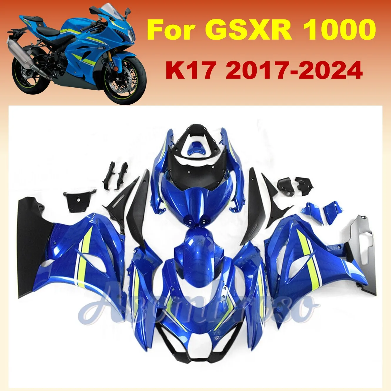 

Новые комплекты обтекателей для мотоциклов ABS для GSX-R1000 2017-2024 GSXR1000 17 18 19 20 21 22 23 Синий комплект кузова Аксессуары для мотоциклов