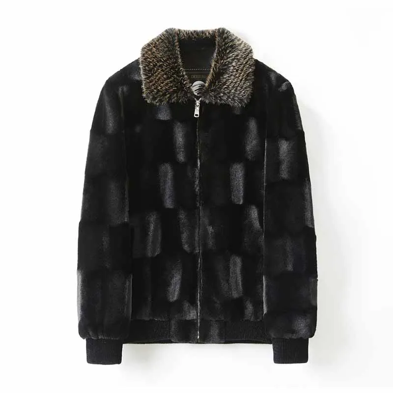 Winter Kurze Deluxe Imitation Pelz Jacke Männer Drehen-unten Kragen Schwarz Weiche Warme Faux Pelzmantel Männer Langarm flauschigen Jacken 2025