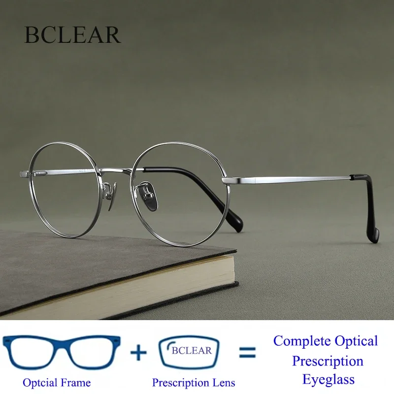 

Guvina BCLEAR Retro UltraLight Anti Blue Light Photochromic Reading Glasses Titanium Frame Round Myopia Presbyopic Style For Men