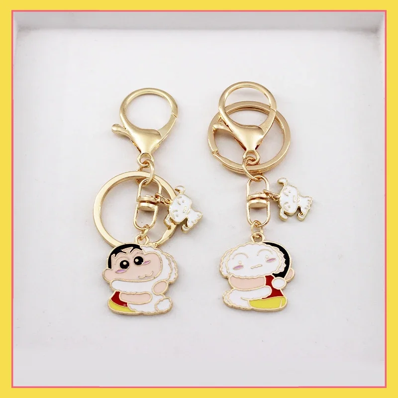 Cute Double sided Crayon Shin chan Embraces Little White AirPods Pendant Keychain USB Drive Anti loss Bag Zipper Buckle