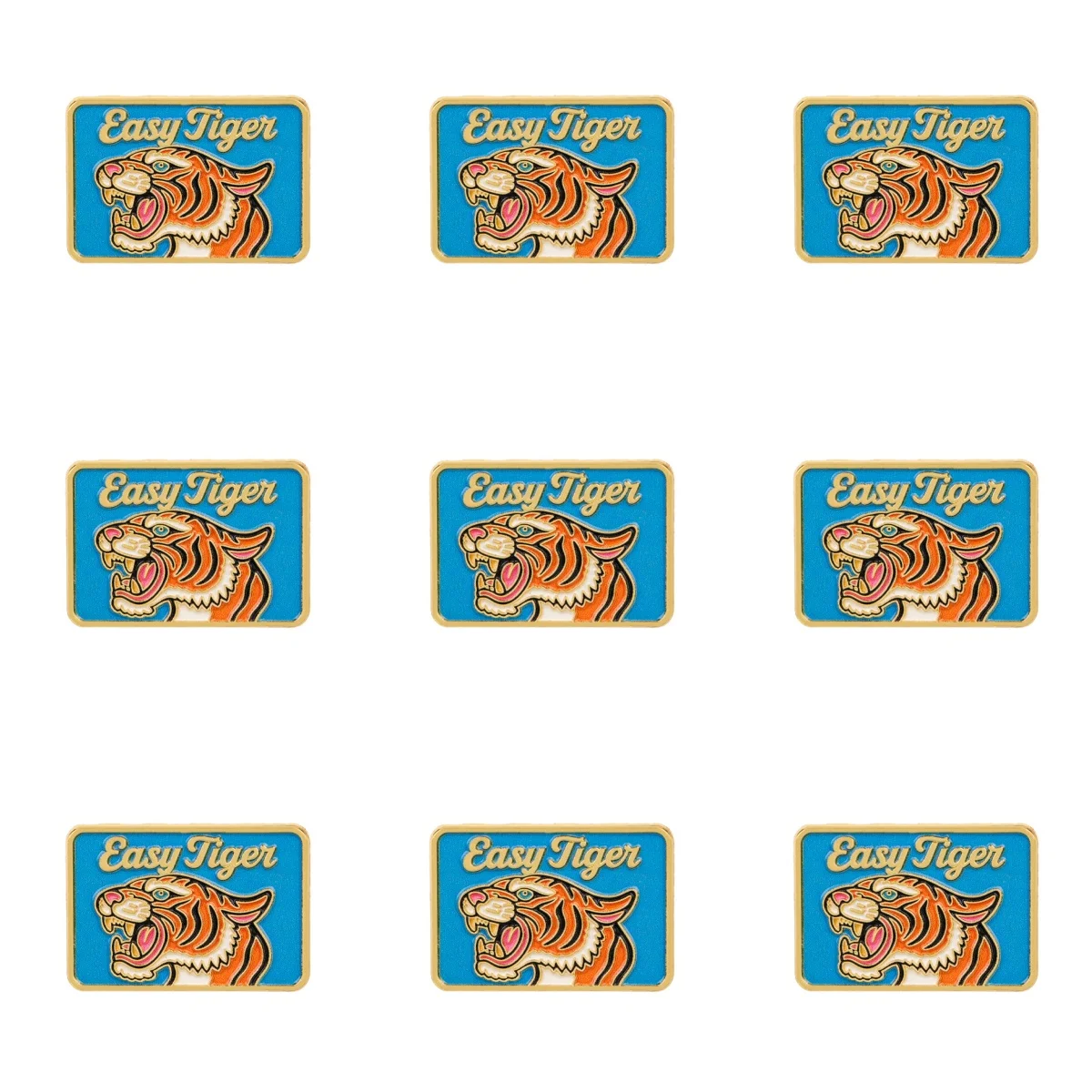 9pcs Vintage Roaring Tiger Head Enamel Pin Set Easy‑Tiger Metal Brooch Badge Clothing Backpack Lapel Pin Animal Jewelry Gift