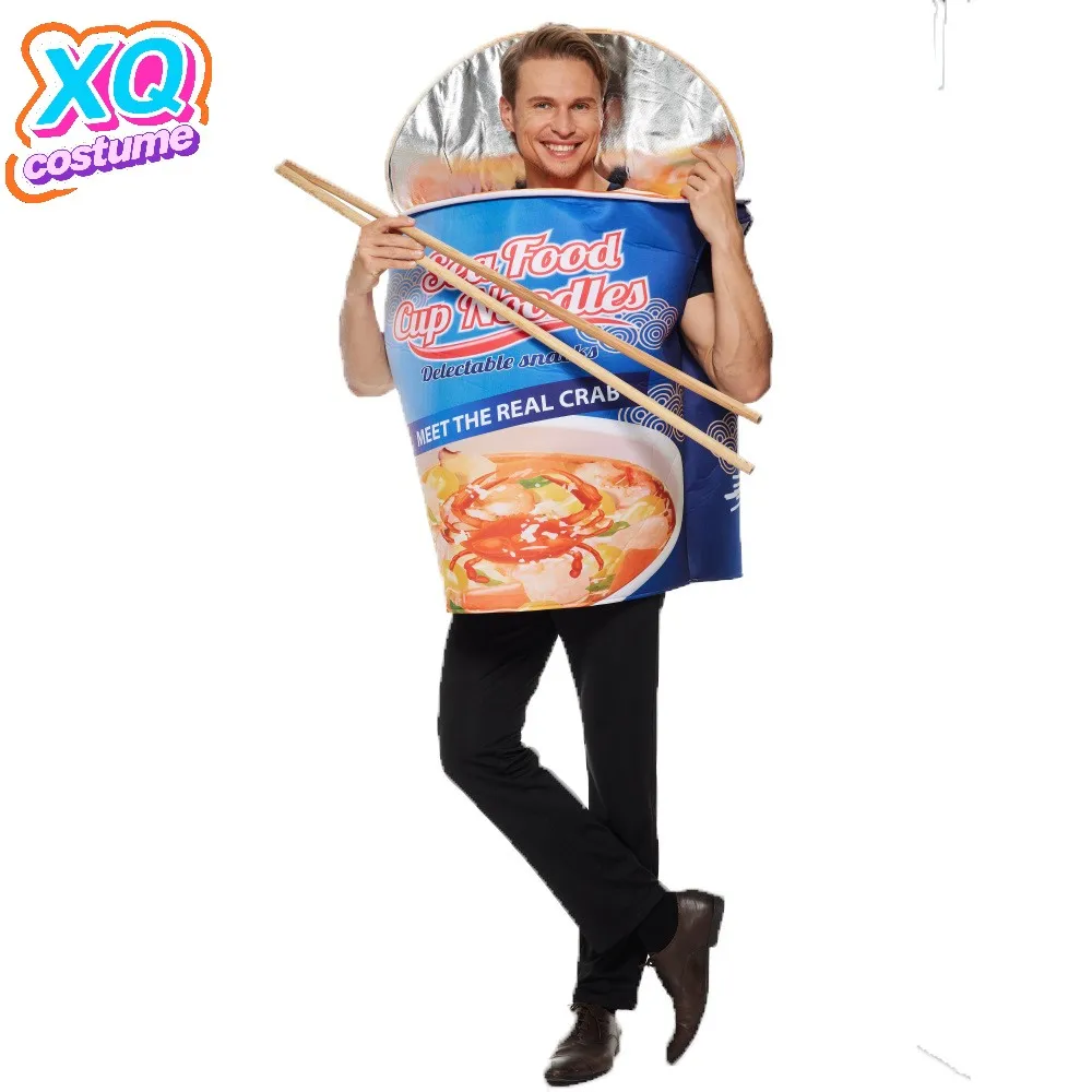 Disfraz de fideos instantáneos de mariscos de Halloween, mono divertido para actuaciones de fiesta