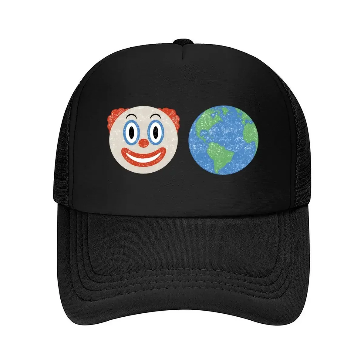 2026 “Clown & Earth” - Surreal Graphic, Whimsical + Global Motif for Abstract Art Lovers Mesh Baseball Cap