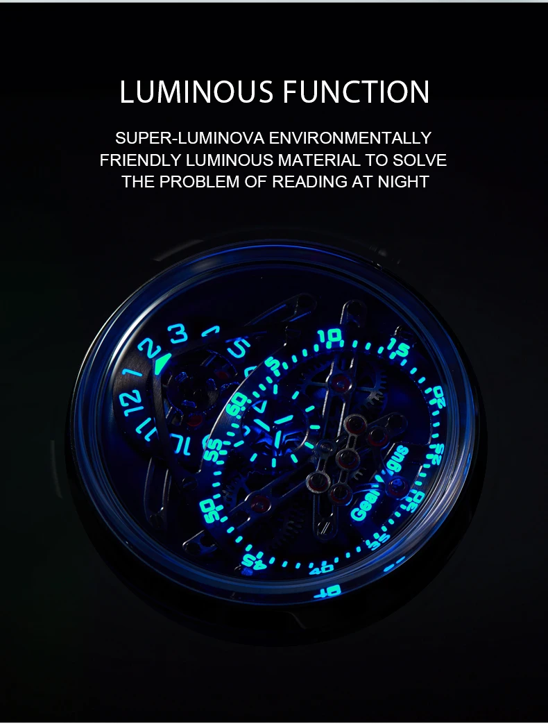 OBLVLO ساعة أوتوماتيكية للرجال 42 مللي متر ساعة يد ميكانيكية عتيقة 50 متر مقاومة للماء الياقوت مفهوم فريد الطلب المحدودة