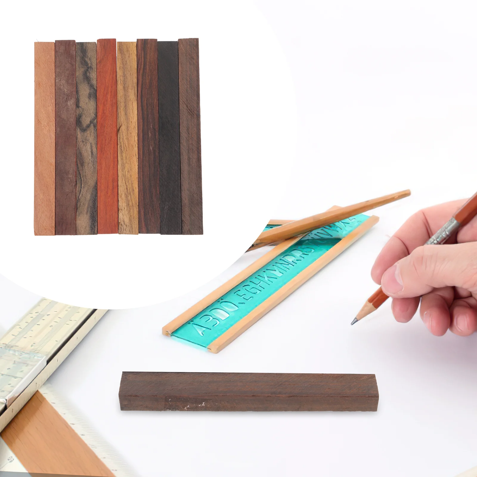 8 Pcs DIY Handicraft Pen Wood Blank Rotating Supply Blanks Supplies Lumber Hat Wooden Exotic for Carpenter Pencils Bulk