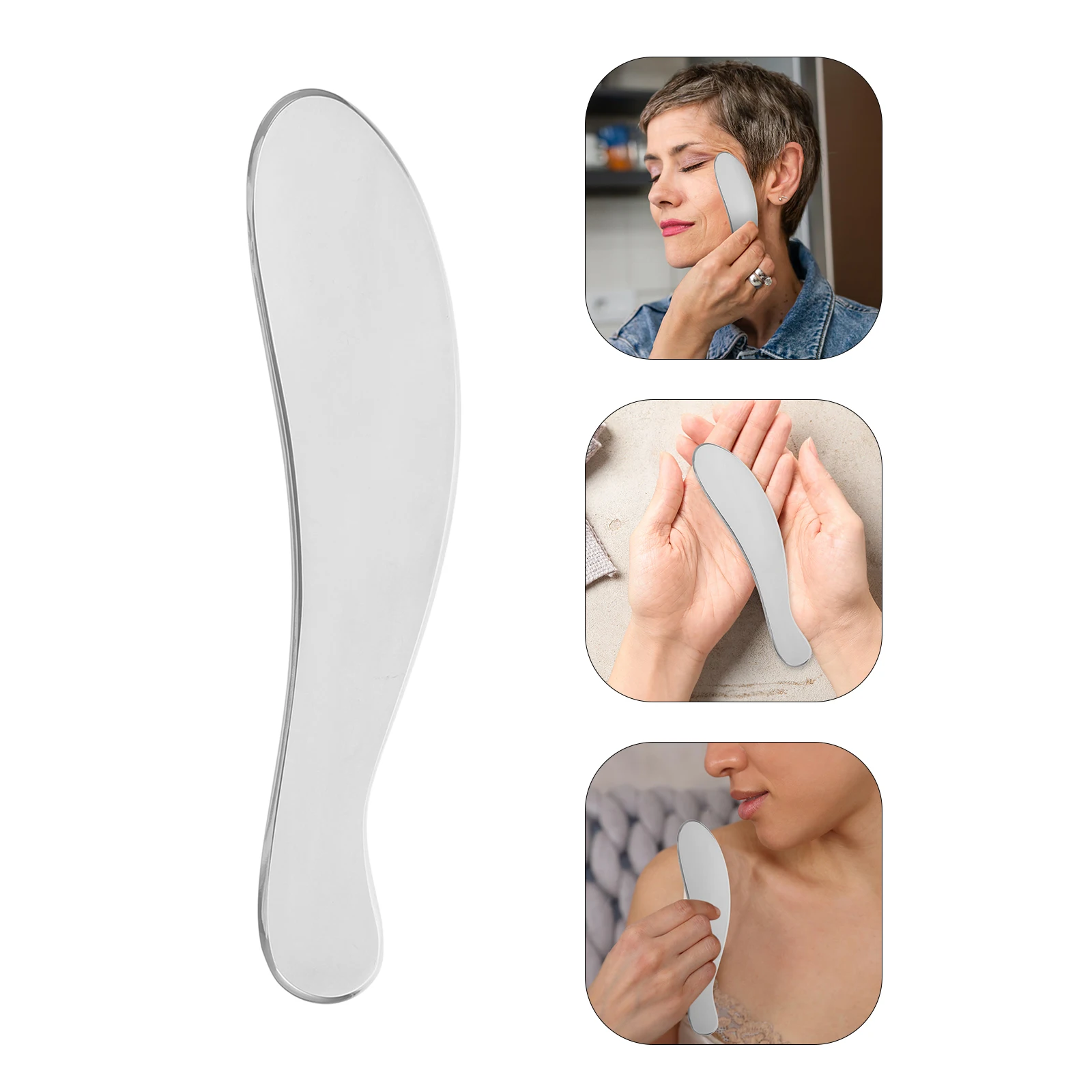 

Stainless Steel Gua Sha Tool Durable H held Massage Scraper for Body Foot Thumb Skincare Tools Portable
