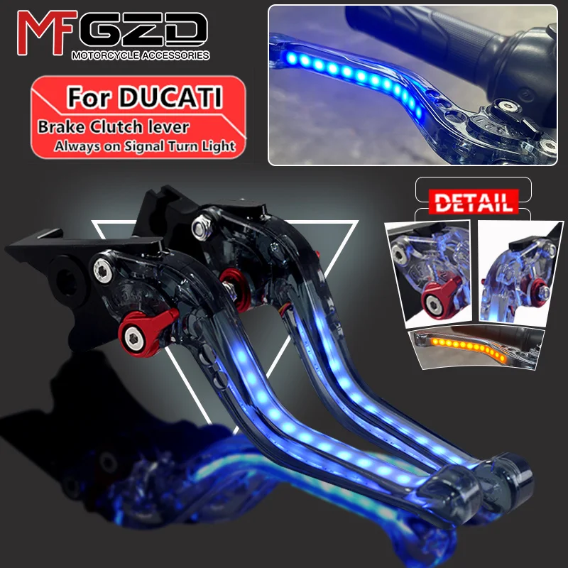 For MONSTER 797 821 MULTISTRADA950 HYPERMOTARD 939 Scrambler Motorcycle Light-up Adjustable Brake clutch levers Handle Accessory