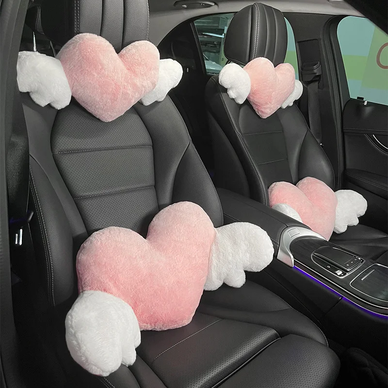 Love Models Pillow Car Headrest Lumbar Female Neck Pillow Creative Cute Plush Pillow Car Seat Interior Accessories