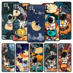 우주 비행사 만화 케이스 Xiaomi Redmi Note 12 11 10 9s Pro 7 8 9 8A 9A 9C 8T 9T 4G 5G K40 게임용 전화 커버 실리콘