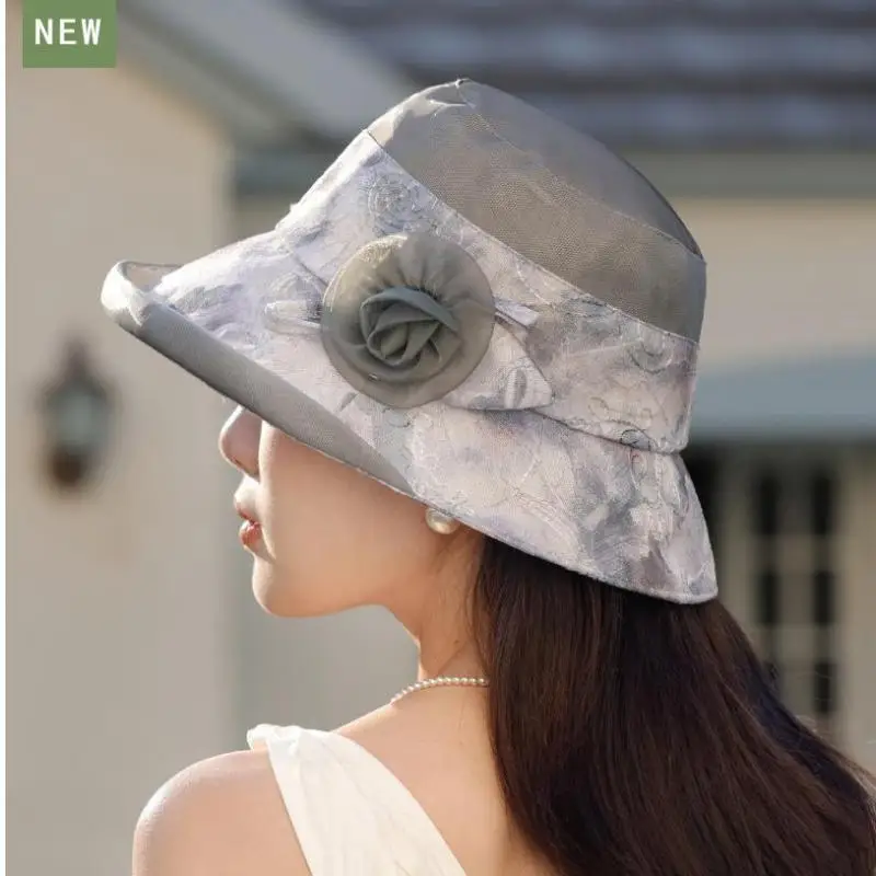 Cappello da pescatore da donna Cappelli estivi per donna Modello floreale Protezione solare traspirante Cappello da sole Parasole da esterno per donna Nuovo