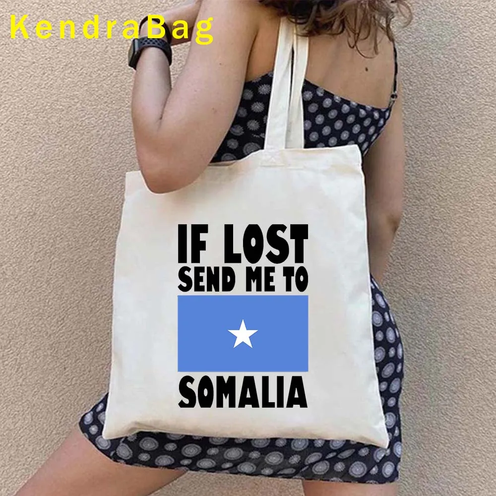 Somalia Country Map Flag Somalian Girl Love Heart Patriotic Cute Gifts Women Canvas Shoulder Totes Bags Harajuku Cotton Handbags