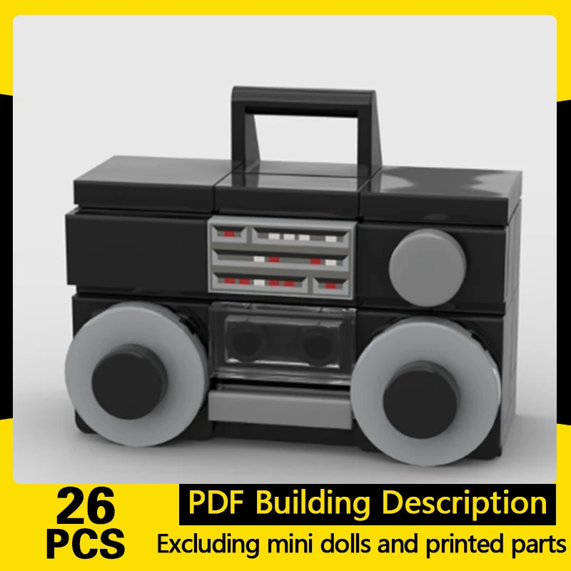 

City Street View Model MOC Building Bricks Vintage Boombox Modular Technology Gifts Holiday Assemble Children Toys Suit