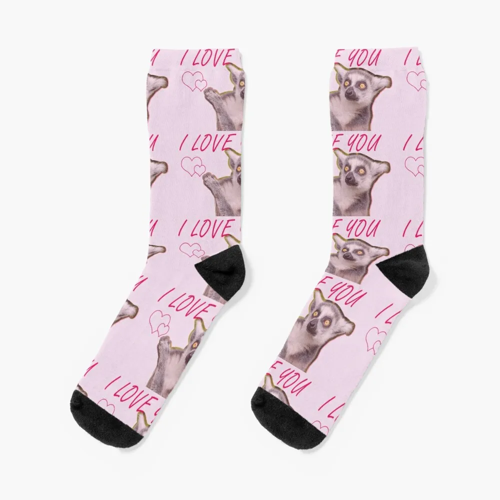 I love You, I love Lemur Socks cycling bright garter Ladies Socks Men's