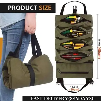 Sac à outils enroulable multi-usages, clé à molette, petit sac à bandoulière, sac fourre-tout à fermeture éclair suspendue