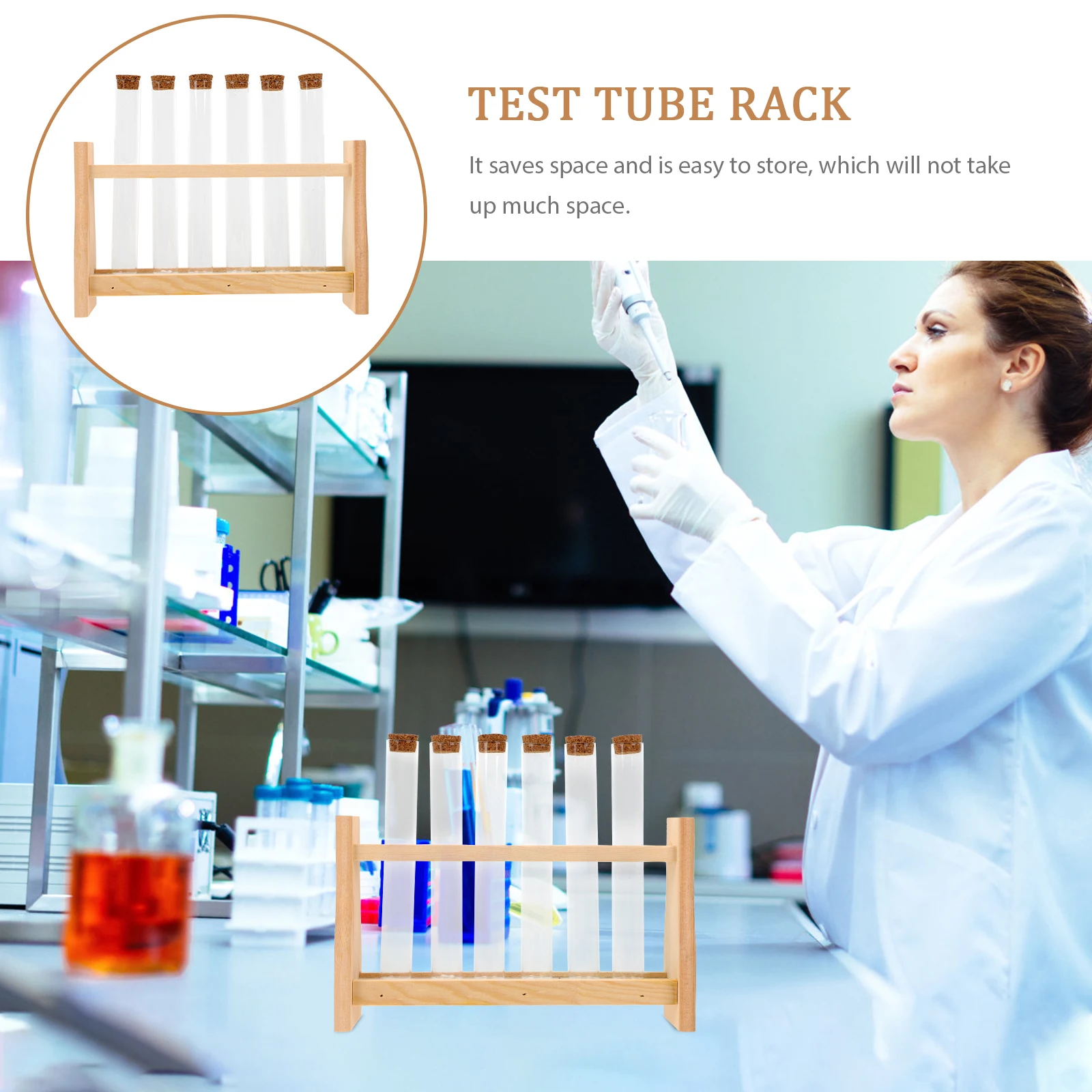 

1 set Test Tube Rack Wooden Storage Holder Lab Tray Corrosion Resistant Tube Stand Teaching Equipment Supplies