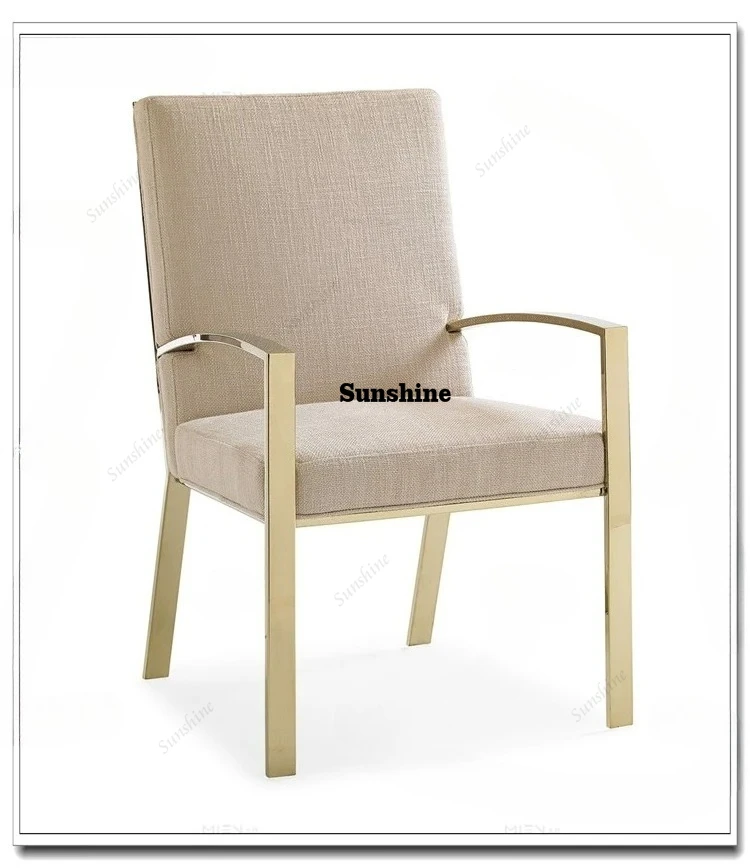 -American minimalist stainless steel armrest dining chair