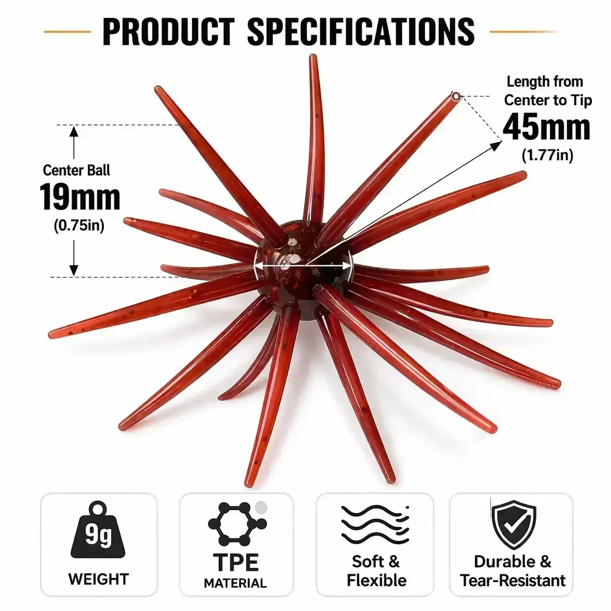 Coike Style Sea Urchin Soft Bait TPE Anti Tear Earth Lure Slow Fall Action Neko Rig Bass Fishing Crankbait Accessories view 6