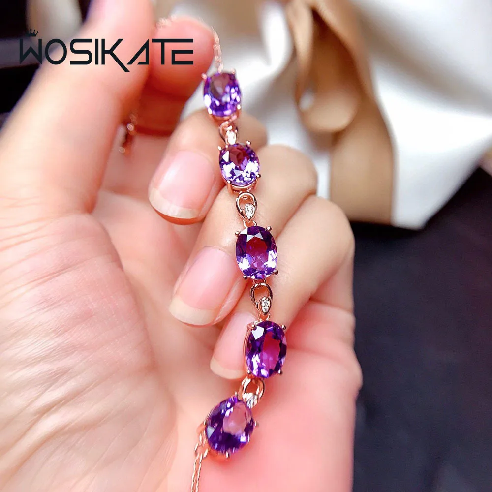 

WOSIKATE корейский браслет с аметистом для женщин, модные ювелирные изделия с покрытием из розового золота, браслет-цепочка, аксессуары для рук, оптовая продажа