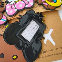 Cute Cat Luggage Label Girls Travel Luggage Tag Bowtie Cat Suitcase ID Address Holder Baggage Boarding Portable Ticket Case 2