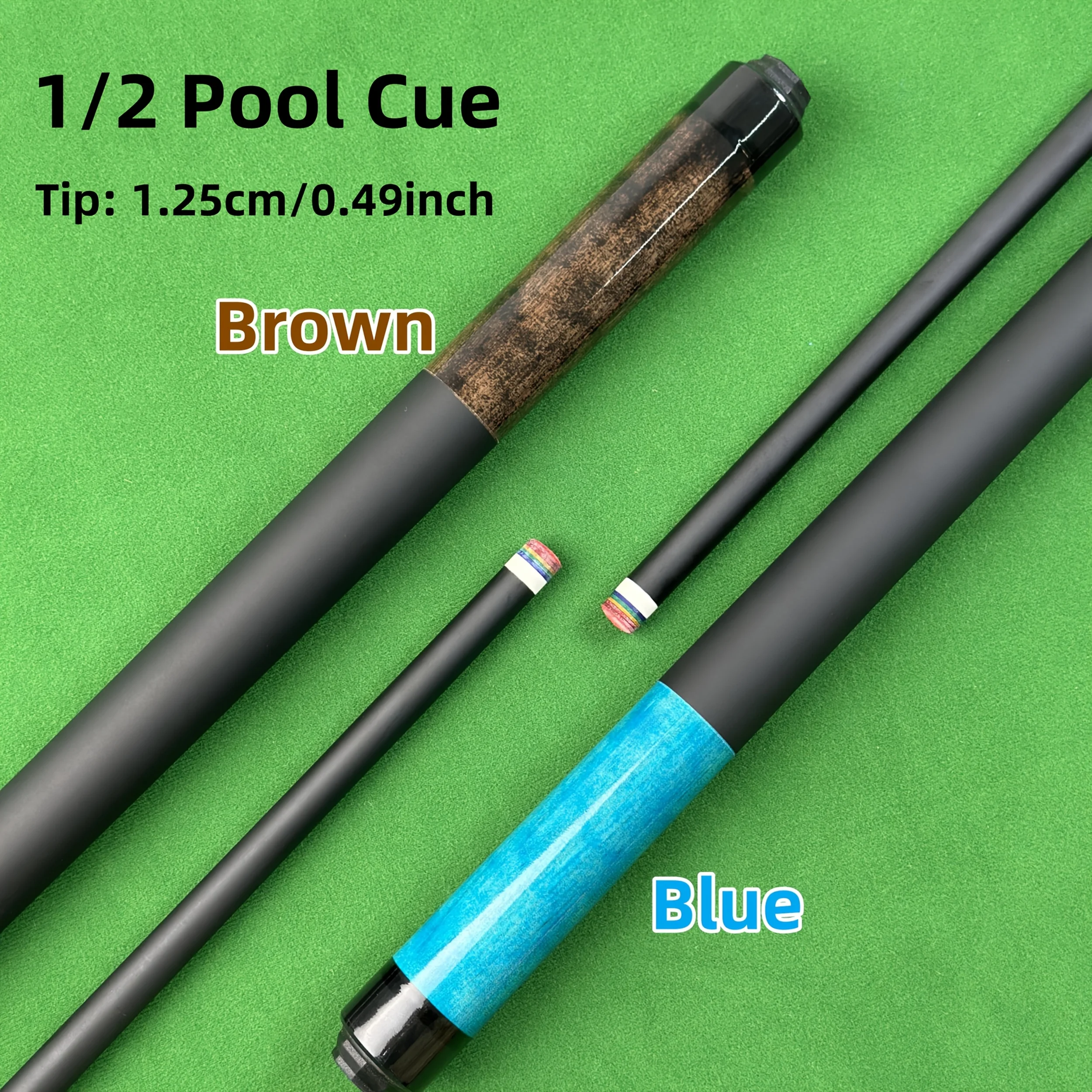 

1pc 1/2 Split Billiard Pool Cue Stick, 12.5mm/0.49 Inch Tip, Quick Joint Middle Ferrule, Anti-slip Rubber Grip