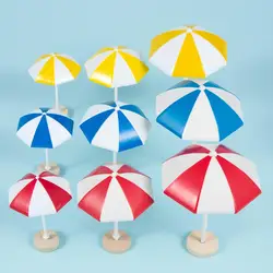 3 Color Beach Sun Umbrella Miniature PVC Bonsai Ornament Dollhouse Micro Landscape for Fairy Garden Decoration