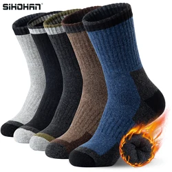 5 Pairs Men's Merino Wool Socks Wool Hiking Socks Soft Warm Winter Casual Crew Moisture-Wicking Socks for Indoors Outdoors