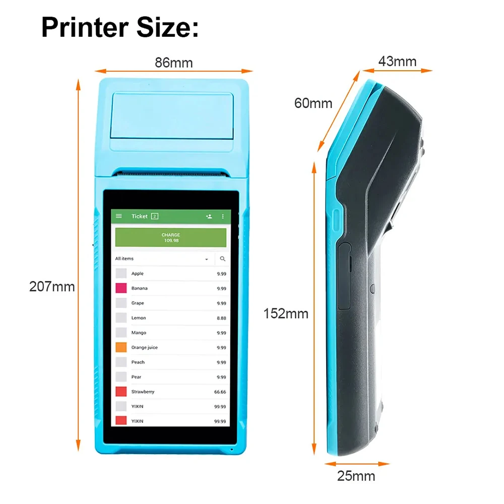 GOOJPRT Q2 أندرويد 11 المساعد الشخصي الرقمي POS طابعة محطة استلام طابعة حرارية محمولة سماعة لاسلكية تعمل بالبلوتوث طابعة تذكرة فاتورة المحمول