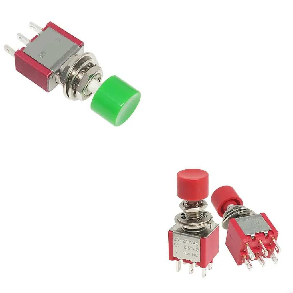 193A PS102 3Pin 6Pin Pushbutton Switches Automatic Return 5A120VAC 2A250VAC Shock Resistant For Industrial Applications