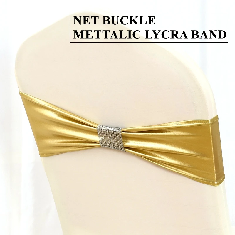 

Net Buckle Banquet Lycra Chair Band Spandex Sash Tie Bow For Wedding Event Party Decoration