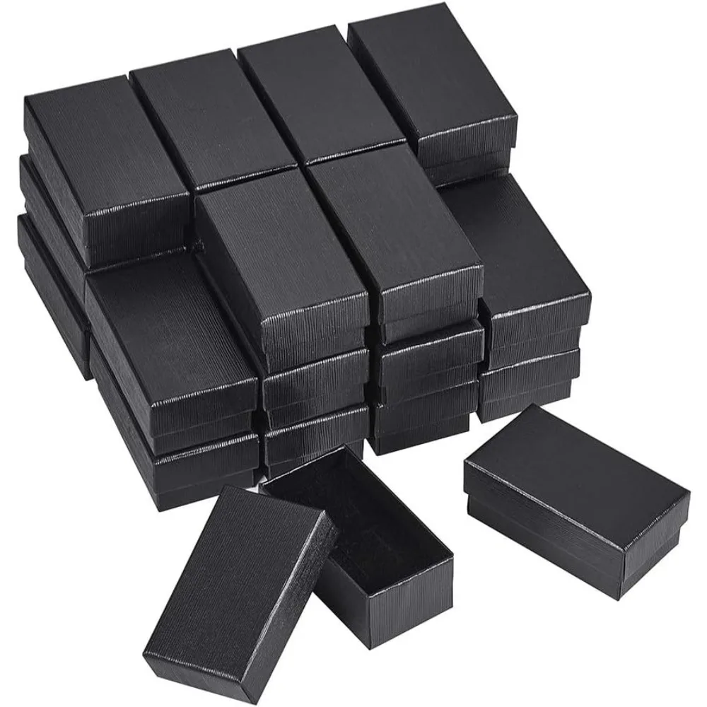 

24 Pack 2.8x1.5x1.2" Black Kraft Cardboard Jewelry Boxes Cowhide Pattern Kraft Necklace Bracelet Jewelry Box for Jewelry Set