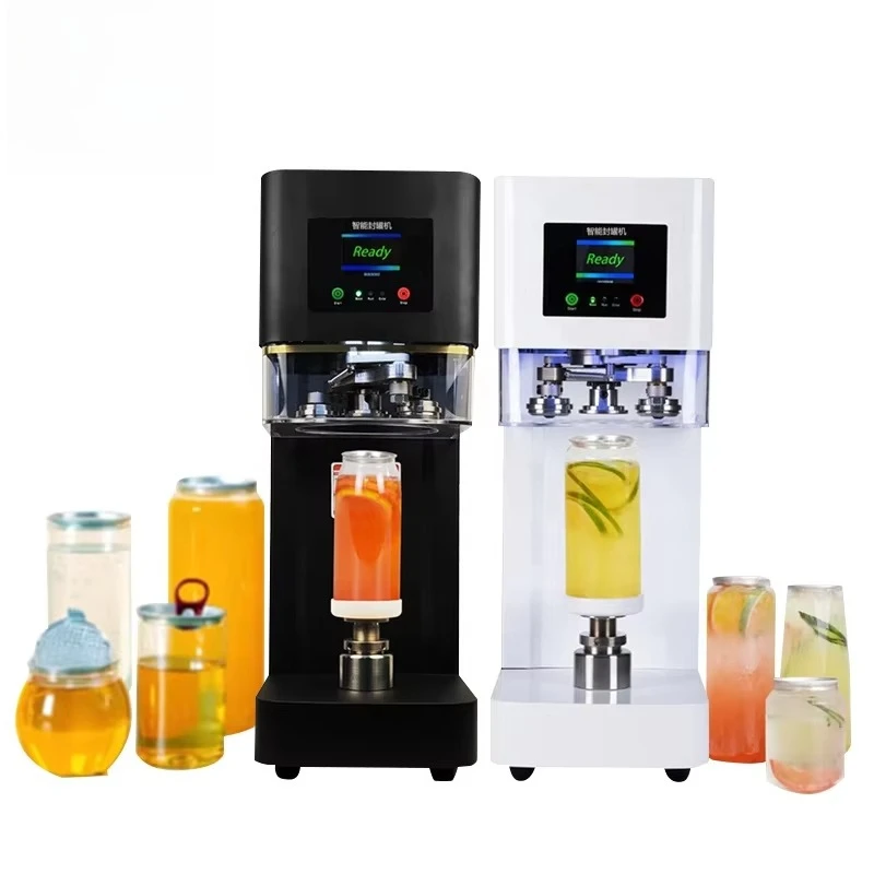 High Speed Non-rotating PET Bubble Tea Soda Fruit Juice Water Semi-automatic Aluminum Sealer Tin Can Sealing Machine