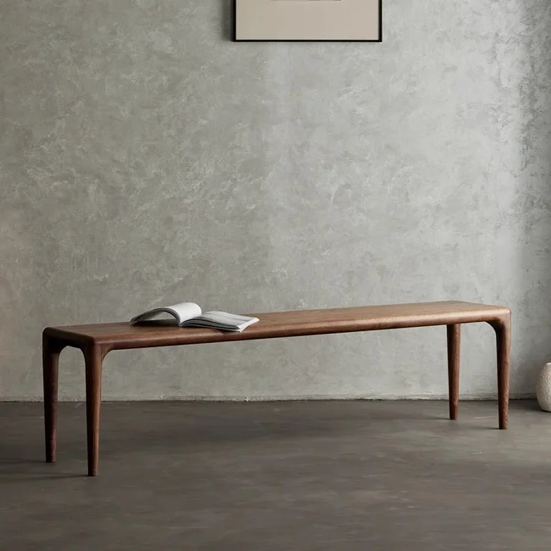 HHBlack Walnut Wood Bench Dining Table Long Board Solid Wood Shoe Changing Bench