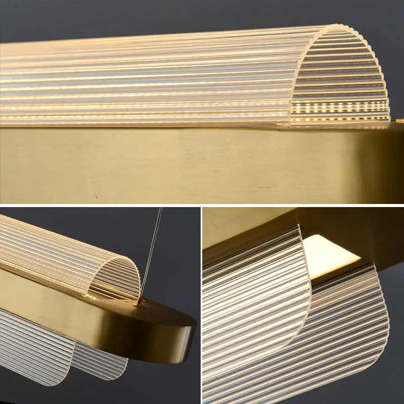 Italian Designer's Simple and Luxurious Stainless Steel Bar Shaped Personalized Creative LED One Line Pendant Light Restaurant